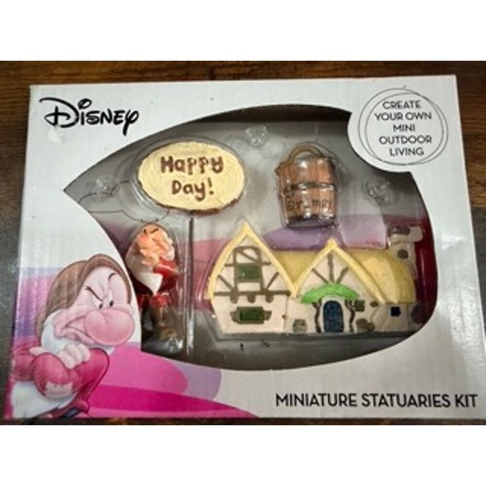 Disney Grumpy Miniature Statuaries Kit Happy Day Garden Figurine Set NIB